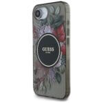 Guess IML Flowers MagSafe Black Kryt iPhone 16e