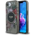 Guess IML Flowers MagSafe Black Kryt iPhone 16e