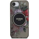 Guess IML Flowers MagSafe Black Kryt iPhone 16e