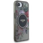 Guess IML Flowers MagSafe Black Kryt iPhone 16e