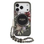 Guess IML Flowers Strap MagSafe Black Kryt iPhone 17 Pro