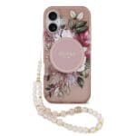 Guess IML Flowers Strap MagSafe Pink Kryt iPhone 17