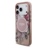 Guess IML Flowers Strap MagSafe Pink Kryt iPhone 17 Pro