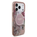 Guess IML Flowers Strap MagSafe Pink Kryt iPhone 17 Pro