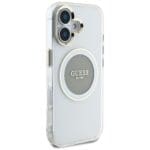 Guess IML Metal Colored Circle Classic Logo MagSafe Grey Kryt iPhone 16