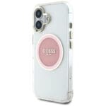 Guess IML Metal Colored Circle Classic Logo MagSafe Pink Kryt iPhone 16