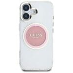 Guess IML Metal Colored Circle Classic Logo MagSafe Pink Kryt iPhone 16