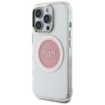 Guess IML Metal Colored Circle Classic Logo MagSafe Pink Kryt iPhone 16 Pro