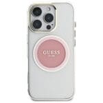 Guess IML Metal Colored Circle Classic Logo MagSafe Pink Kryt iPhone 16 Pro