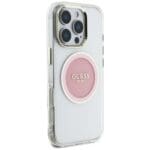Guess IML Metal Colored Circle Classic Logo MagSafe Pink Kryt iPhone 16 Pro