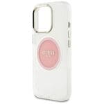 Guess IML Metal Colored Circle Classic Logo MagSafe Pink Kryt iPhone 16 Pro