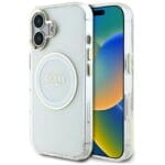 Guess IML Metal Colored Circle Classic Logo MagSafe White Kryt iPhone 16