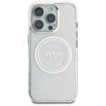 Guess IML Metal Colored Circle Classic Logo MagSafe White Kryt iPhone 16 Pro