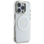 Guess IML Metal Colored Circle Classic Logo MagSafe White Kryt iPhone 16 Pro