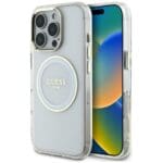 Guess IML Metal Colored Circle Classic Logo MagSafe White Kryt iPhone 16 Pro Max