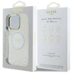 Guess IML Metal Colored Circle Classic Logo MagSafe White Kryt iPhone 16 Pro Max