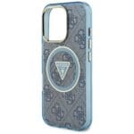 Guess IML Metal Glitter 4G Circle Triangle MagSafe Blue Kryt iPhone 16 Pro