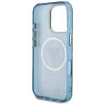 Guess IML Metal Glitter 4G Circle Triangle MagSafe Blue Kryt iPhone 16 Pro Max
