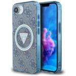 Guess IML Metal Glitter 4G Circle Triangle MagSafe Blue Kryt iPhone 16e