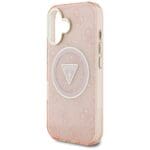 Guess IML Metal Glitter 4G Circle Triangle MagSafe Pink Kryt iPhone 16