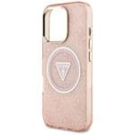 Guess IML Metal Glitter 4G Circle Triangle MagSafe Pink Kryt iPhone 16 Pro