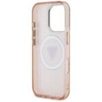 Guess IML Metal Glitter 4G Circle Triangle MagSafe Pink Kryt iPhone 16 Pro