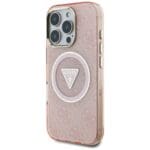 Guess IML Metal Glitter 4G Circle Triangle MagSafe Pink Kryt iPhone 16 Pro Max