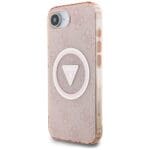 Guess IML Metal Glitter 4G Circle Triangle MagSafe Pink Kryt iPhone 16e