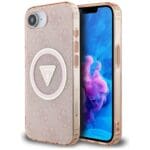 Guess IML Metal Glitter 4G Circle Triangle MagSafe Pink Kryt iPhone 16e