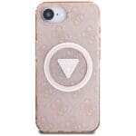 Guess IML Metal Glitter 4G Circle Triangle MagSafe Pink Kryt iPhone 16e