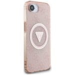 Guess IML Metal Glitter 4G Circle Triangle MagSafe Pink Kryt iPhone 16e