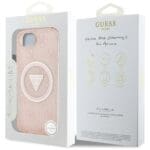 Guess IML Metal Glitter 4G Circle Triangle MagSafe Pink Kryt iPhone 16e