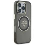 Guess IML Metal Mountain Logo MagSafe Black Kryt iPhone 16 Pro