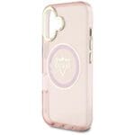Guess IML Metal Mountain Logo MagSafe Pink Kryt iPhone 16