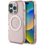 Guess IML Metal Mountain Logo MagSafe Pink Kryt iPhone 16 Pro Max