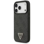 Guess Leather 4G Triangle Strass MagSafe Black Kryt iPhone 17 Pro
