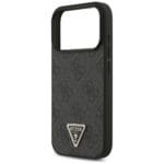 Guess Leather 4G Triangle Strass MagSafe Black Kryt iPhone 17 Pro