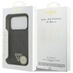 Guess Leather 4G Triangle Strass MagSafe Black Kryt iPhone 17 Pro