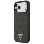 Guess Leather 4G Triangle Strass MagSafe Black Kryt iPhone 17 Pro Max