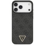 Guess Leather 4G Triangle Strass MagSafe Black Kryt iPhone 17 Pro Max