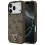 Guess Leather 4G Triangle Strass MagSafe Brown Kryt iPhone 17 Pro