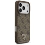 Guess Leather 4G Triangle Strass MagSafe Brown Kryt iPhone 17 Pro