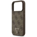 Guess Leather 4G Triangle Strass MagSafe Brown Kryt iPhone 17 Pro