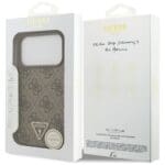 Guess Leather 4G Triangle Strass MagSafe Brown Kryt iPhone 17 Pro