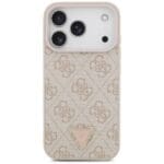 Guess Leather 4G Triangle Strass MagSafe Pink Kryt iPhone 17 Pro