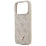 Guess Leather 4G Triangle Strass MagSafe Pink Kryt iPhone 17 Pro