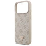 Guess Leather 4G Triangle Strass MagSafe Pink Kryt iPhone 17 Pro Max