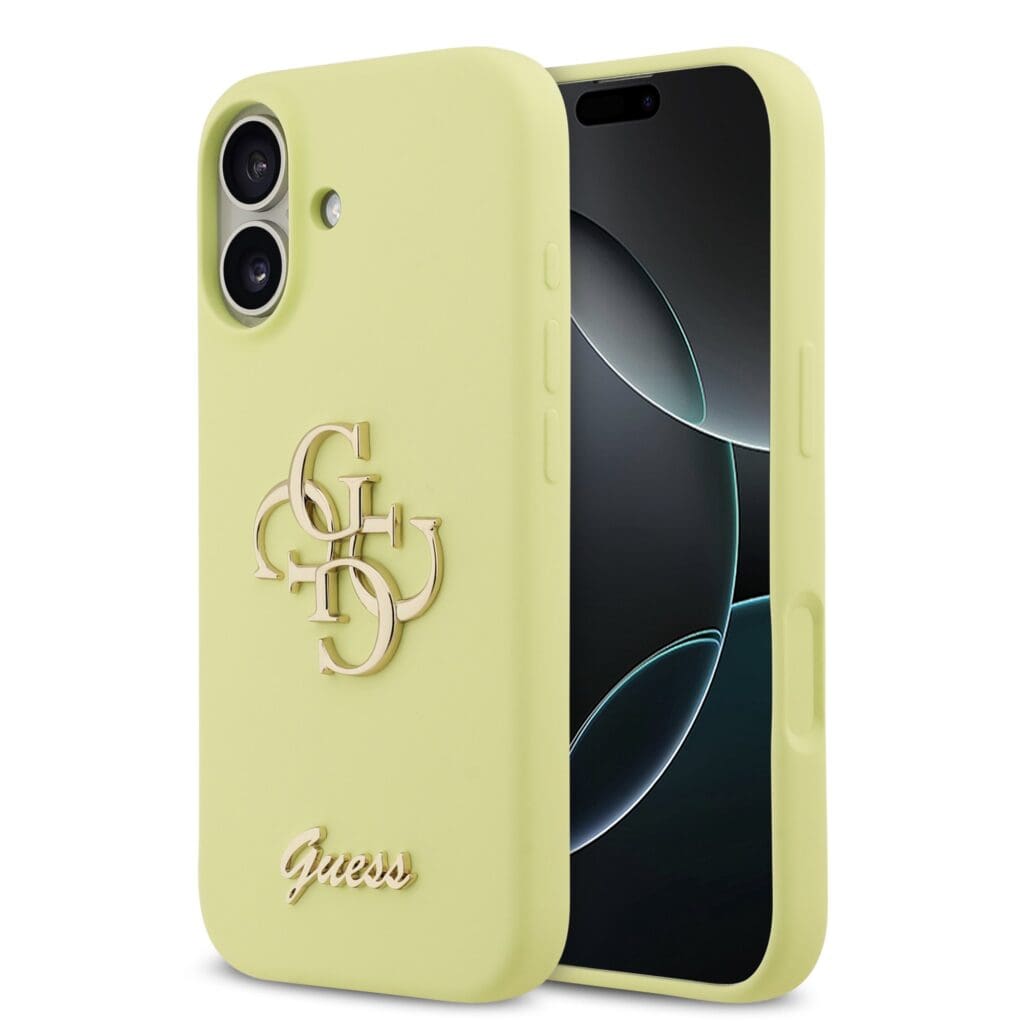 Guess Liquid Silicone 4G Metal Logo Yellow Kryt iPhone 17