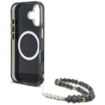 Guess Palm Trees Triangle Pearl Strap MagSafe Black Kryt iPhone 16
