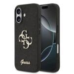 Guess PU Fixed Glitter 4G Metal Logo Black Kryt iPhone 17
